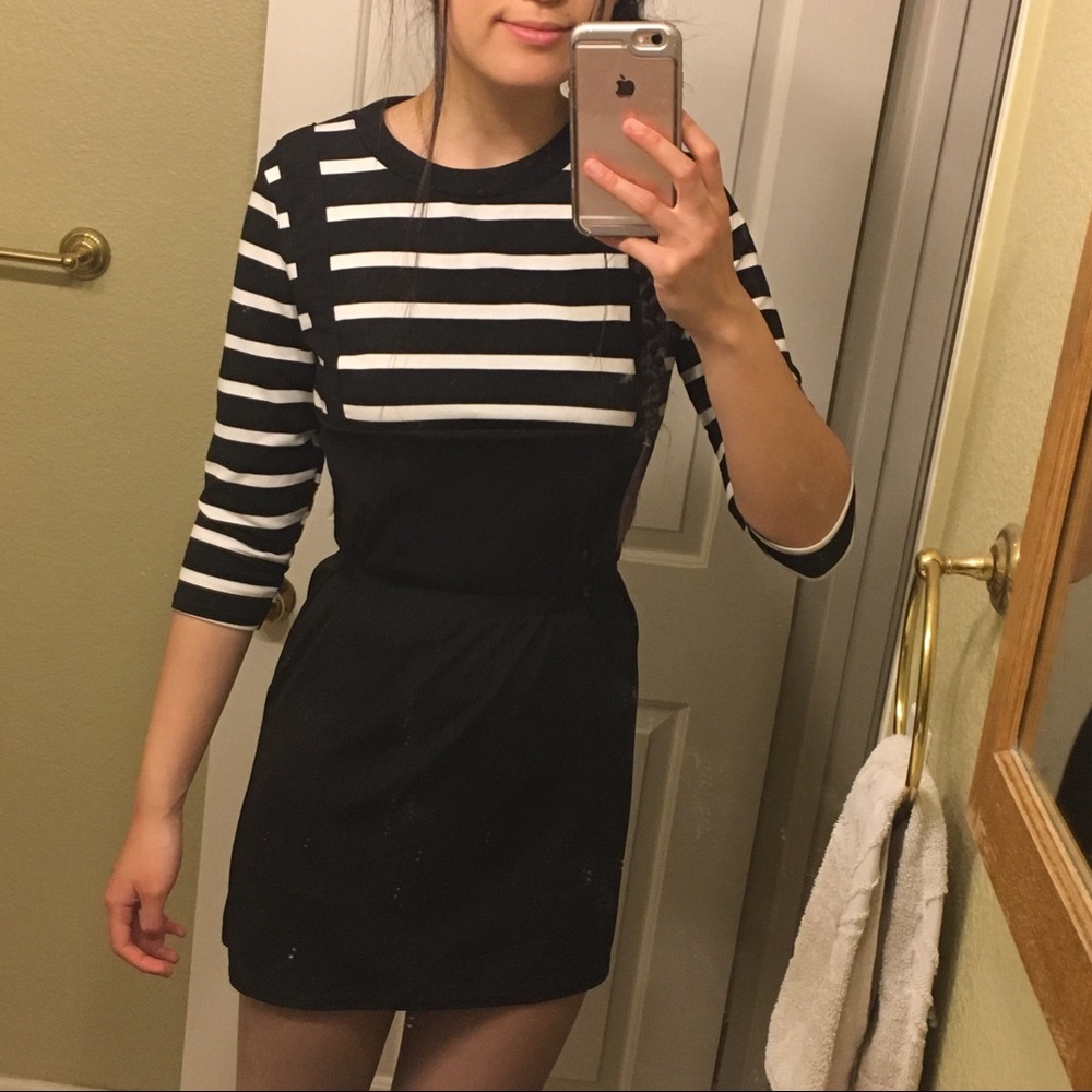 Striped overalls dress